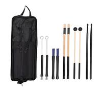 Bewinner Set di 5 Bacchette per Batteria con Borsa, Bacchette per Batteria, Mazze, Spazzole, Incluso Martello di Gomma, di bambù, Spazzola in Nylon Jazz, Spazzola per Performance Pratiche