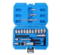 Bewinner Set di Bussole a Cricchetto Passanti, Attacco 1/4 di Pollice 12 Punti 11 Bussole, Kit di Attrezzi 26 Pezzi con Chiave a Cricchetto a Doppia Via, Barre di Estensione