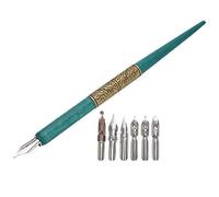 Bewinner Set di Penna Calligrafica con 6 Pennini (Cyan) | Design leggero, adatto per la calligrafia inglese, punte della penna resistenti, vari stili