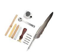 Bewinner Set di Penne per Calligrafia in Vetro con 5 Pennini, Regalo, 3 Bottiglie di Cera e Inchiostro Lacca a Fuoco per Firma di Matrimonio, Disegno e Pratica Gotica (#1)
