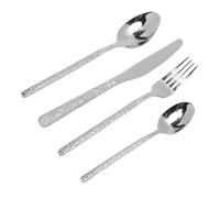 Bewinner Set di Posate Martellate da 24 Pezzi, Set di Posate, Utensili in Acciaio Inox, Include Coltello, Forchetta, Cucchiaio per 6 Persone, da in Argento per la Casa, il Matrimonio (SILVER)