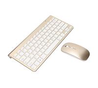 Bewinner Set Mouse Tastiera Wireless 78 Tasti 2.4G, Copritasti USB con Incisione Sottile Ergonomia Pulsante Muto Rivestimento UV Tastiere per Computer Mouse Combinato per PC (Oro)