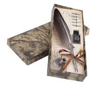 Bewinner Set Pennarelli Feather con 6 Pennini e Bottiglia d'inchiostro - Penna d'oca per Calligrafia per Scrivere, Confezione Regalo di Cancelleria Antica, Pennino da 0,5 Mm con 5 Sostituzioni