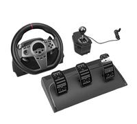 Bewinner Set Volante da Gioco per e PC, Volante Girevole a 270° con Pedali, Leve del e Manuale