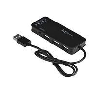 Bewinner Splitter multiporta universale 3 in 1, hub dati USB portatile ultrasottile, hub USB 2.0 + auricolare + microfono, adattatore multiporta ergonomico (nero)
