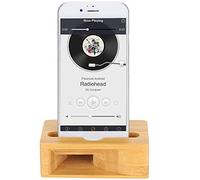 Bewinner Supporto per Telefono in Legno, Supporto per Cellulare con Potenziatore Sonoro, Bambù Naturale, Supporto Multiuso per Tutti i Telefoni Cellulari