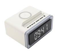 Bewinner Sveglia con Ricarica Wireless, Altoparlante Bluetooth con Rumore Sonoro, Display LCD con Luce Notturna a LED, Suono Coinvolgente, Timer di Spegnimento Automatico, Ricarica,