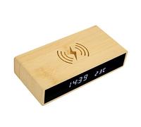 Bewinner Sveglia Digitale, Orologio Multifunzione a LED in bambù, Orologio da Tavolo Elettronico in Legno con Display della Temperatura, Orologio Digitale Wireless per Camera da Letto