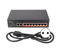 Bewinner Switch Poe con Isolamento VLAN, 8 Porte 10/100Mbps 90W RJ45 Switch Adattivi per Porte, Indicatore LED di Alimentazione Integrato Switch Poe a 8 Porte in Lega di Alluminio (Spina