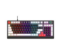 Bewinner T WOLF T50 Tastiera Meccanica, Tastiera da Gioco con Interruttore Blu Retroilluminato a Caldo Retroilluminato RGB a 98 Tasti con Manopola Rotante e Piedini Regolabili, per Lavori (Grigio