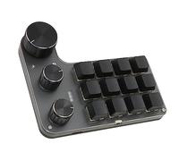 Bewinner Tastiera da Gioco Meccanica Mini Macro, 12 Tasti 3 Manopole Tastiera per PC USB a Una Mano, Tastiera con Funzioni Programmabile per Game Office (USB cablata)