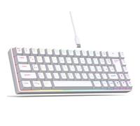 Bewinner Tastiera da Gioco Meccanica Portatile Al 60%, Tastiera Retroilluminata RGB Compatta a 68 Tasti Cablata USB con Doppia Lingua Inglese Russo (WHITE)