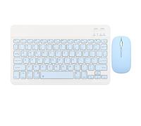 Bewinner Tastiera e Mouse fili, Set Tastiera Bluetooth da 10 Pollici Ricarica USB Tastiera Ultra Sottile e Silenziosa con Mouse 1600 DPI per PC, Laptop(Cielo blu)