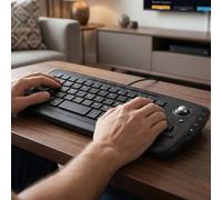 Bewinner Tastiera Mouse Trackball, Combo Tastiera Mouse Trackball Wireless da 2,4 GHz, Mini con Rotella di Scorrimento per PC, TV Box Android, Telecomando