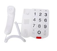 Bewinner Telefono Fisso con Cavo per Anziani con Tasti Grandi, Suoneria Forte da 110 DB con Indicatore Lampeggiante, 3 Pulsanti di Selezione Rapida One-touch, Funzione di Ripetizione (WHITE)