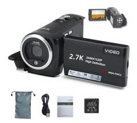 Bewinner Videocamera Videocamera 2,7K, Fotocamera Professionale per da 50 MP con Zoom Digitale 16x, Schermo da 2,8 Pollici, Funzione Webcam per Viaggi All'aperto