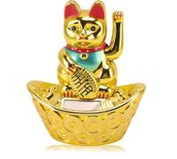 Bewinner Waving Cat, Fortunato Gatto Accogliente per la ricchezza, Solare Grazioso Gatto salutante Buona Fortuna di Benvenuto Gatto Fortune Cat Home Room Room Desktop Decoration (Oro)