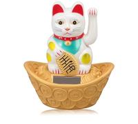Bewinner Waving Cat, Fortunato Gatto Accogliente per la ricchezza, Solare Grazioso Gatto salutante Buona Fortuna di Benvenuto Gatto Fortune Cat Home Room Room Desktop Decoration (Oro)