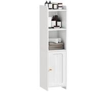 BEWISHOME Piccolo armadietto da bagno, armadio sottile con protezione antiribaltamento e ripiani regolabili, organizer da bagno e armadietti per piccoli spazi, bianco YYG06W
