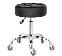 BEWISHOME Rolling Stool with Wheels, Heavy Duty PU Leather Chair Wide Thick Seat Padding Stool for Beauty Salon Spa Clinic 360° Swivel Adjustable Stool 400lbs Weight (Black)