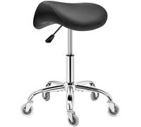 BEWISHOME Sgabello a Sella Ergonomico con Ruote, Regolazione Idraulica dell’Altezza, Ampio Cuscino di Seduta, Adatto per Saloni di Parrucchiere e Bellezza, Centri Massaggi e Benessere (Nero)