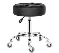 BEWISHOME Sgabello con ruote, sedia in pelle PU resistente con seduta ampia e imbottitura spessa, sgabello per saloni di bellezza, spa e cliniche, girevole a 360°, regolabile, peso massimo 200 kg
