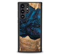Bewood Unique - Custodia protettiva in legno compatibile con Samsung Galaxy S22 Ultra, design Planets Neptun, in legno e resina, realizzata a mano