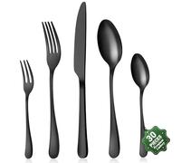 BEWOS servizio di posate per 6 persone, set di posate da 30 pezzi nero opaco comprensivo di coltello, forchetta, cucchiaio, posate in acciaio inox, lavabili in lavastoviglie