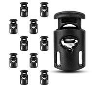 Bewudy 10 fermacorda universali, colore nero, 1 foro, con cordoncino, per cordoncini fino a 5 mm di diametro, clip in plastica per cordoncini, borse, vestiti, zaini, artigianato