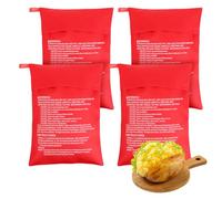 Bewudy 4 sacchetti riutilizzabili per forno a microonde, sacchetti per forno a microonde, 25 x 19 cm, perfetti per patate al forno, patate dolci, mais e molto altro ancora