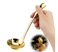 Bewudy Mestolo in acciaio inox, 20 cm, in acciaio inox, per zuppe e stufati, per brodi, salse e servire (oro)