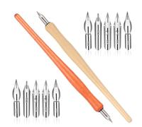 Bewudy Set di 10 penne a immersione obliqua per calligrafia, set di pennini per fumetti, penna per scrittura fluida, con 8 pennini di ricambio in acciaio inossidabile, per scrivere, dipingere, firmare