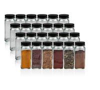 Bewunder Osaka Set di barattoli per spezie con 24 x 120ml barattoli e coperchi in bambù | Organizza la tua cucina con coperchi a vite, etichette, inserto per spolverare e imbuto in silicone (Metallo)