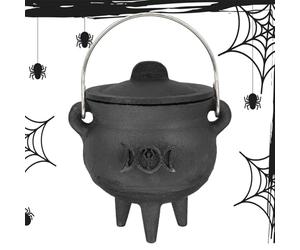 Bexdug Calderone per Halloween, decorazione per streghe, secchio con coperchio e maniglia, bollitore nero, per Halloween, caramelle, secchio per decorazione della