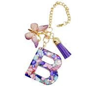 Bexdug Ciondolo a forma di tazza con lettera | Charm per borsa con farfalla e, grazioso portachiavi moderno con iniziale, ciondolo per zaino, bottiglia d'acqua gioielli per scuola, lavoro e