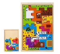 Bexdug Giocattolo Puzzle a per Bambini,Puzzle in Legno per Bambini - Tangram Puzzle Giocattolo Persone Animali marini Veicoli Gioco di sopra i 3 Anni Regalo per Bambini