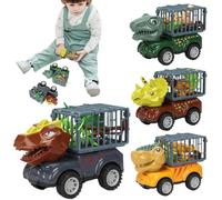Bexdug Giochi Di Dinosauri,4 Set Camion Trasporto Dinosauri | Figure Tirannosauro, Escavatore A Spinta, Camion Trasportatore Per Bambini Dai 3 Anni In Su