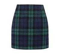 Bexdug Gonna Scozzese da Donna a Vita Alta, Aderente in Lana a Quadri per Autunno e Inverno