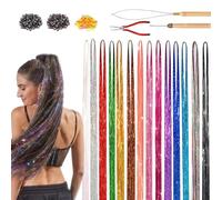 Bexdug Kit Fili Luminosi Per Capelli,Set Tinsel Lucente Per Capelli Ragazze - Accessori Cosplay Con Strumenti Per Matrimoni Feste a Tema Natale Capodanno Halloween Compleanni