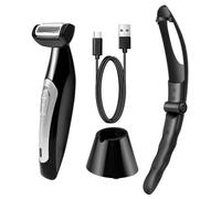 Bexdug Rasoio per la schiena da uomo, Rasoio per capelli per la schiena da uomo - Trimmer per la cura dei capelli,Strumento rifinitore impermeabile manico lungo con manico staccabile ed estensibile