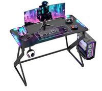 BEXEVUE Scrivania Gaming 100x50 cm con LED RGB Armor, Tavolo PC in Fibra di Carbonio con Telaio a Z, Gancio per Cuffie, Montaggio Facile, Nero