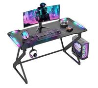BEXEVUE Scrivania Gaming 120x50 cm con LED RGB Armor, Tavolo PC in Fibra di Carbonio con Telaio a Z, Gancio per Cuffie, Montaggio Facile, Nero