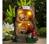 BEXLEYBAY Gnomo Fairy House - Statuine da giardino con luci solari, in miniatura, per giardino e giardino, sculture e statuine, per esterni e patio, prato, sentieri, altezza 20,3 cm