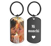 BEXOA Portachiavi Personalizzato con Foto e Testo Double Face Regali Personalizzati per Uomo Donna Coppia Idea Regalo per Compleanno Natale Festa del Papà (Nero-UV)