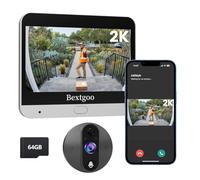 Bextgoo 2K Spioncino Digitale WiFi con Scheda di Memoria 64GB, Videocitofono WiFi, Display 4,3" Pollici con Batteria 8000mAh, Visione 170°, Rilevamento del Movimento AI, Visione Notturna