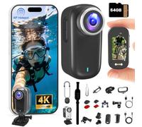 Bextgoo Body Cam, Mini Action Cam 4K,WiFi Action Camera 64GB | Telecamera per Moto con Batteria da 1200mAh, Telecamera Casco Grandangolare 150°, Stabilizzazione EIS per Viaggi, Sport