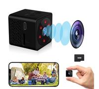 Bextgoo Mini Telecamera Spia Nascosta 4K - con o Senza WiFi (opzionale) Videocamera Sorveglianza Interno Wifi, Scheda TF da 32 GB integrata, Rilevamento del Movimento, Visione Notturna(Nero)
