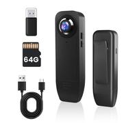 Bextgoo Mini Telecamera Spia Nascosta, Body Cam 1080P, Telecamera senza WiFi con scheda 64 GB preinstallata,Bodycam con Batteria da 1000 mAh, Visione Nottu e Movimento