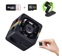 Bextgoo Telecamera di sicurezza senza WiFi, mini fotocamera 1080P, scheda TF integrata da 32 GB, servizio fotografico, staffa rotante a 360°, visione notturna, piccole fotocamere per casa/ciclismo