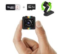 Bextgoo Telecamera Senza Wifi, 1080P Mini Telecamera con Scheda di TF da 32 GB, Visione Notturna, Rilevamento di Movimento, Supporto Rotante a 360°, Micro Telecamera Per Esterna/Interna